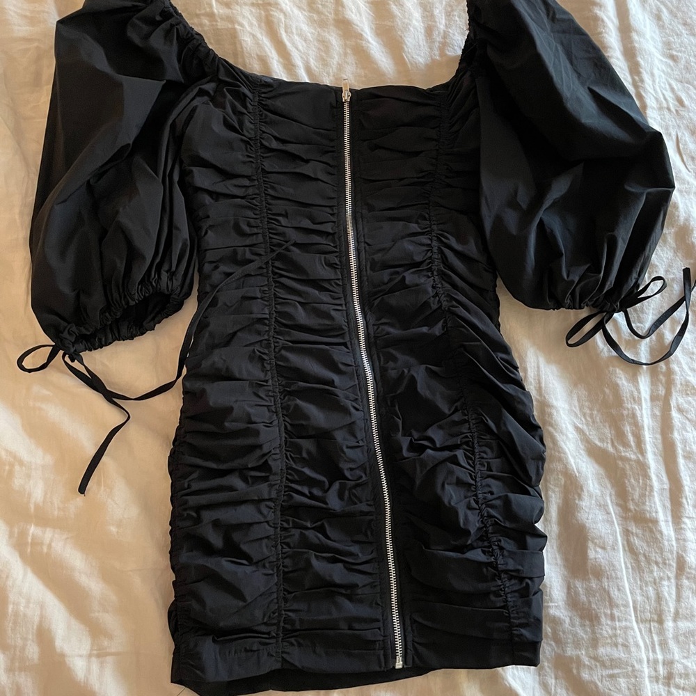Black Mini Ruched Dress - Picture 4 of 4